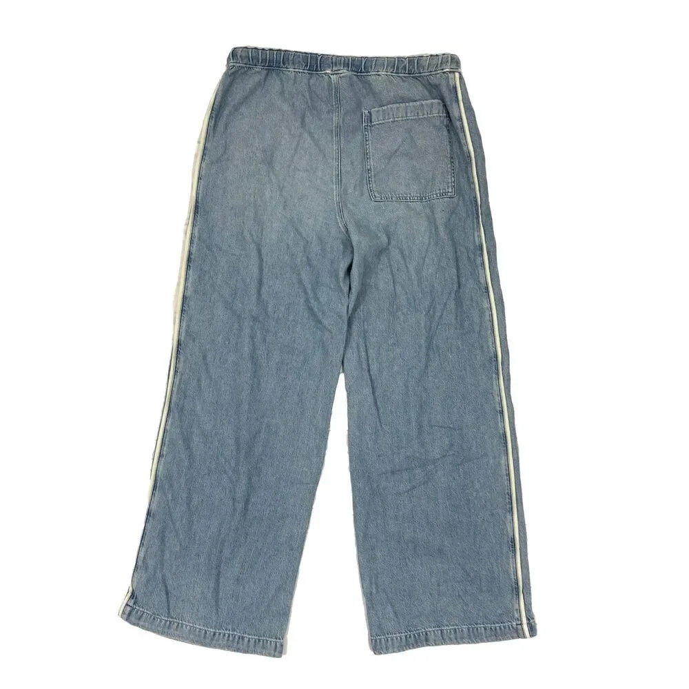 MADEWELL Pull-On Track Pants In Airy Denim L Faded Horizon Relaxed NWT B84
